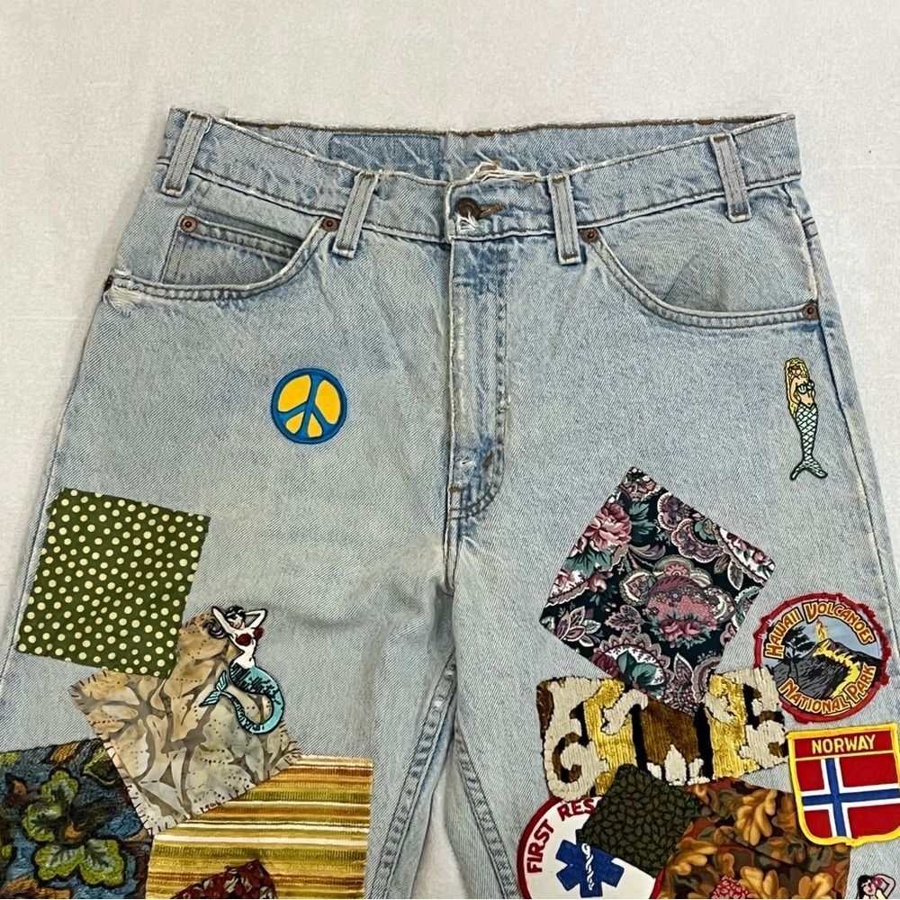 Vintage 90s Levi’s Orange Tab Patchwork Traveling Pants Size 32x34 - Picture 3 of 16